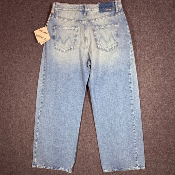 Mother Superior Denim Half Pipe Ankle Barrel Jeans Boho Wide Leg Sz 29 Light NWT - Picture 2 of 15
